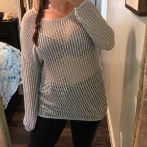 The First open knit swimsuit cover top